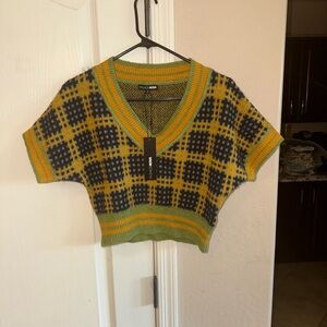 Plaid Knit Sweater Top